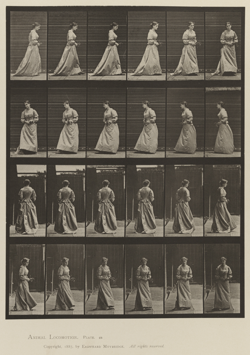 Animal Locomotion, Volume VII, Men and Woman (Draped), Miscellaneous Subjects. Plate 48