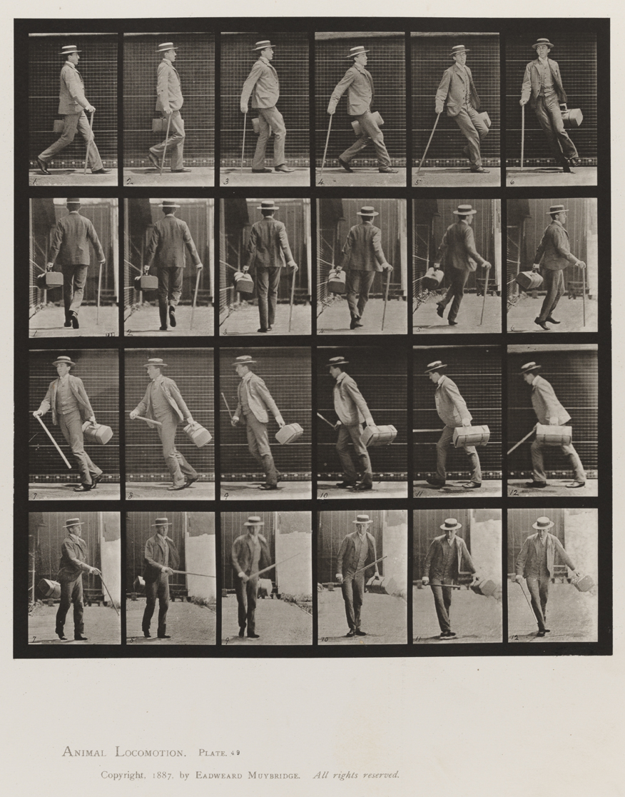 Animal Locomotion, Volume VII, Men and Woman (Draped), Miscellaneous Subjects. Plate 49