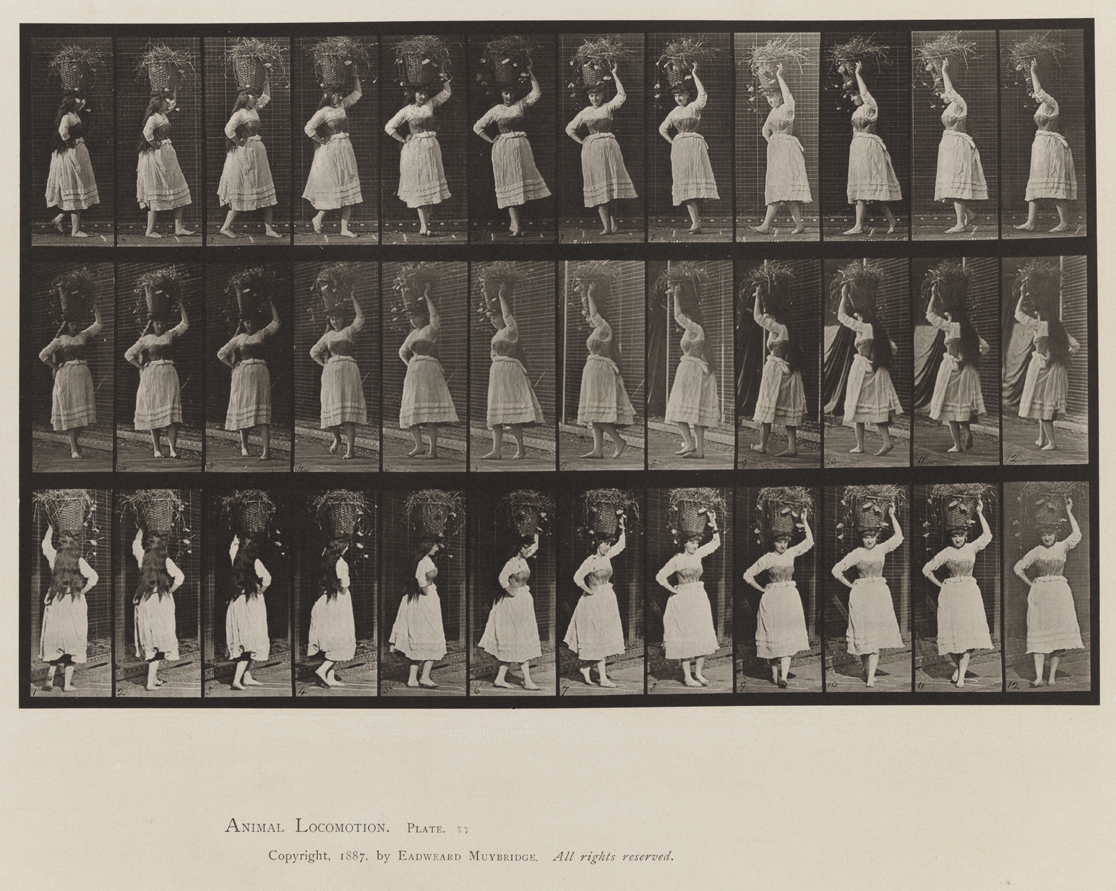 Animal Locomotion, Volume VII, Men and Woman (Draped), Miscellaneous Subjects. Plate 57