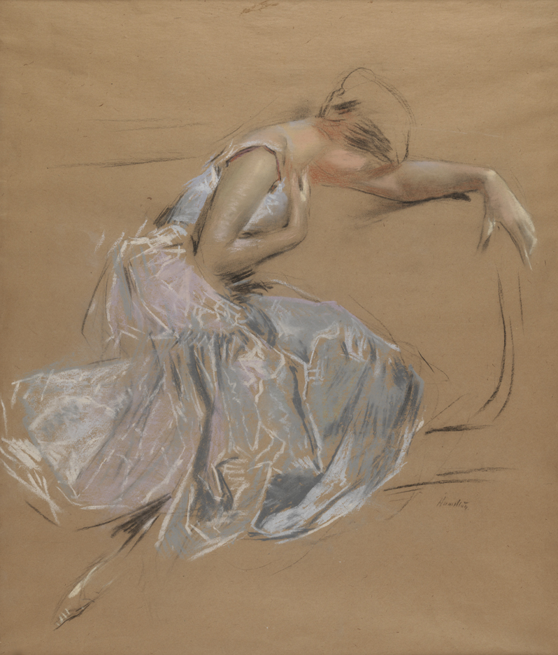 [Figure study: seated woman head lowered on arm]