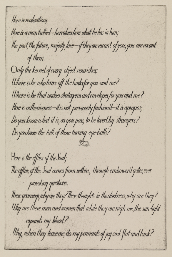 Song of the Open Road ["Here is a realization..." (text plate)]