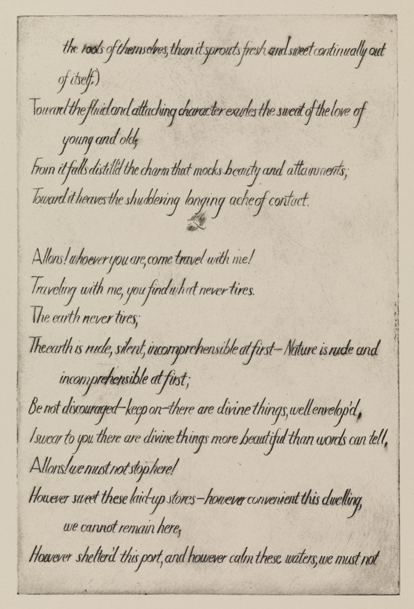 Song of the Open Road ["The roots of themselves..." (text plate)]