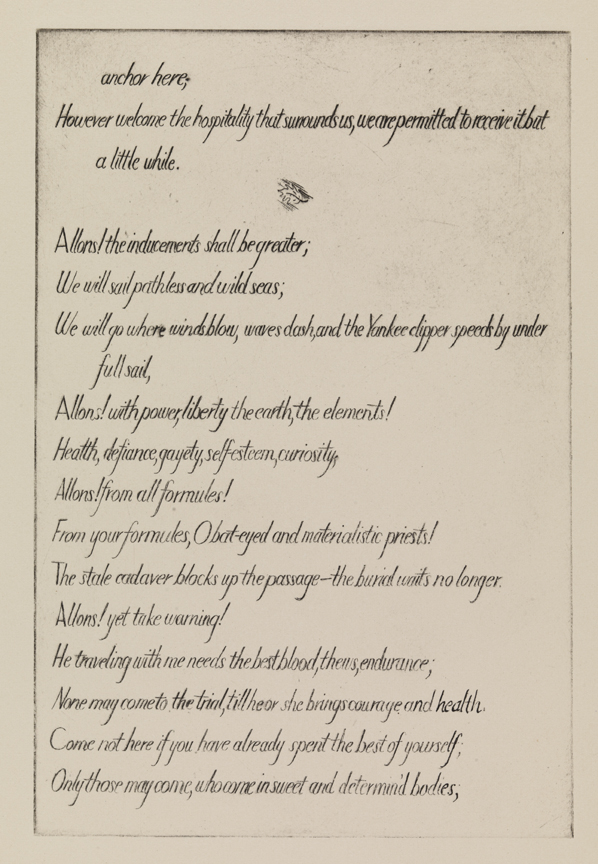 Song of the Open Road ["Anchor here..."( text plate)]