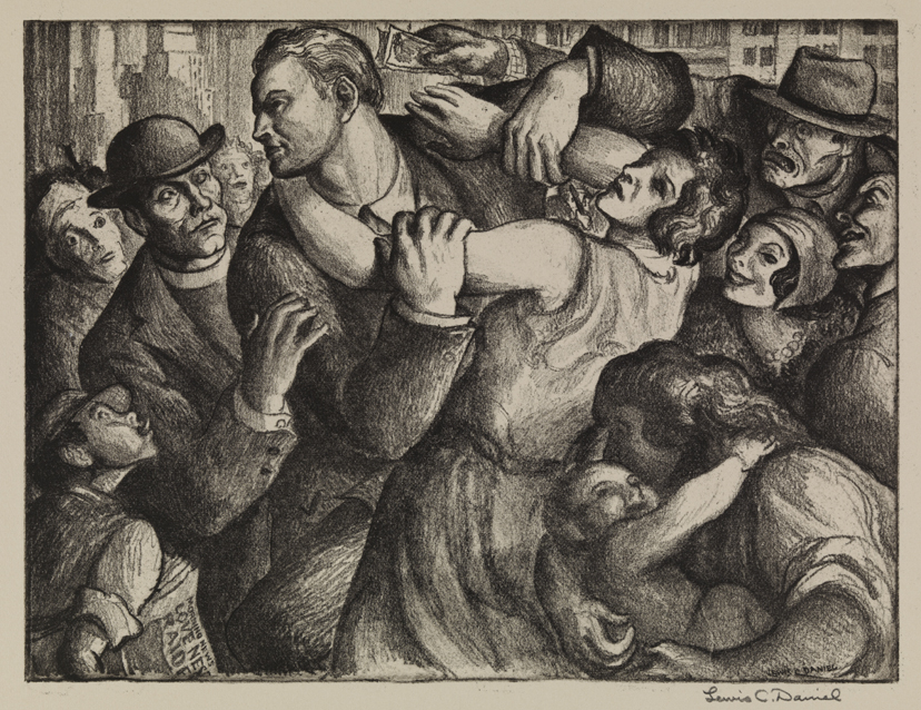 Song of the Open Road [Man struggling to free himself from a crowd: "The irresistible call to depart you but arrive at the city to which you were detin'd you hardly settle yourself to satisfaction" (stanza 11)]
