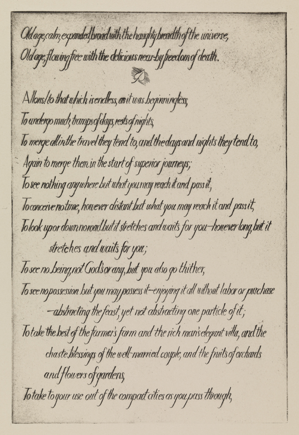 Song of the Open Road ["Old age" (text plate)]