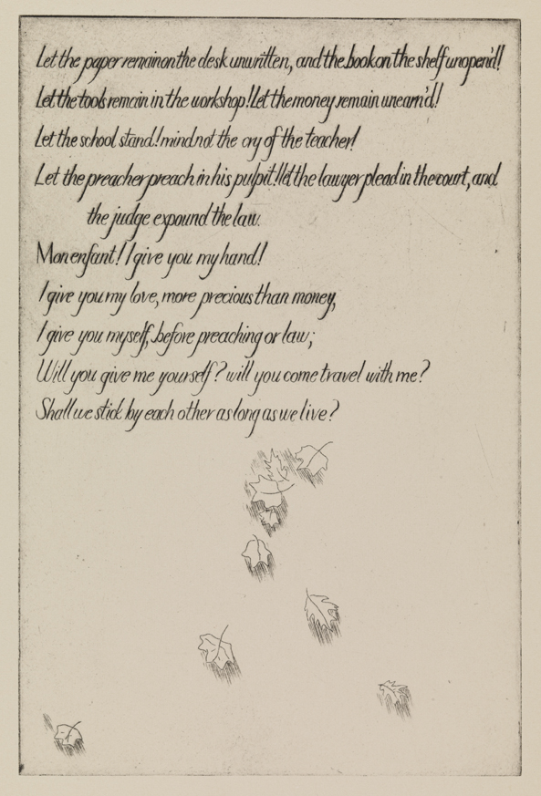 Song of the Open Road ["Let the paper remain" (text plate)]