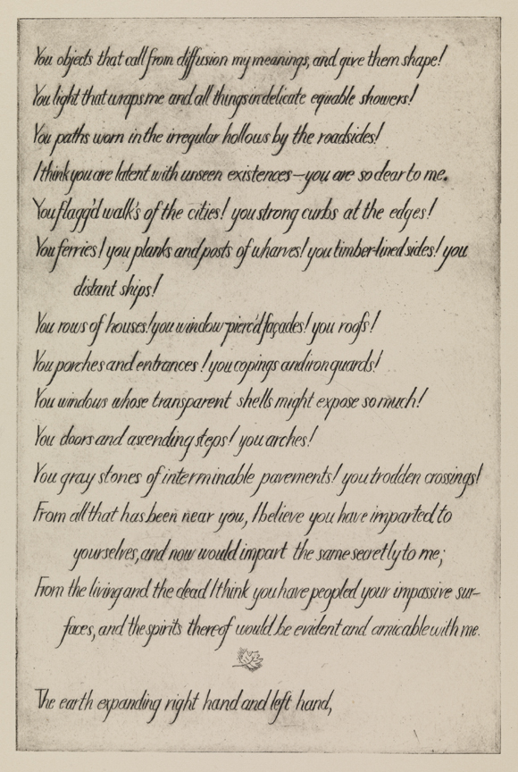 Song of the Open Road ["You objects that call..." (text plate)]