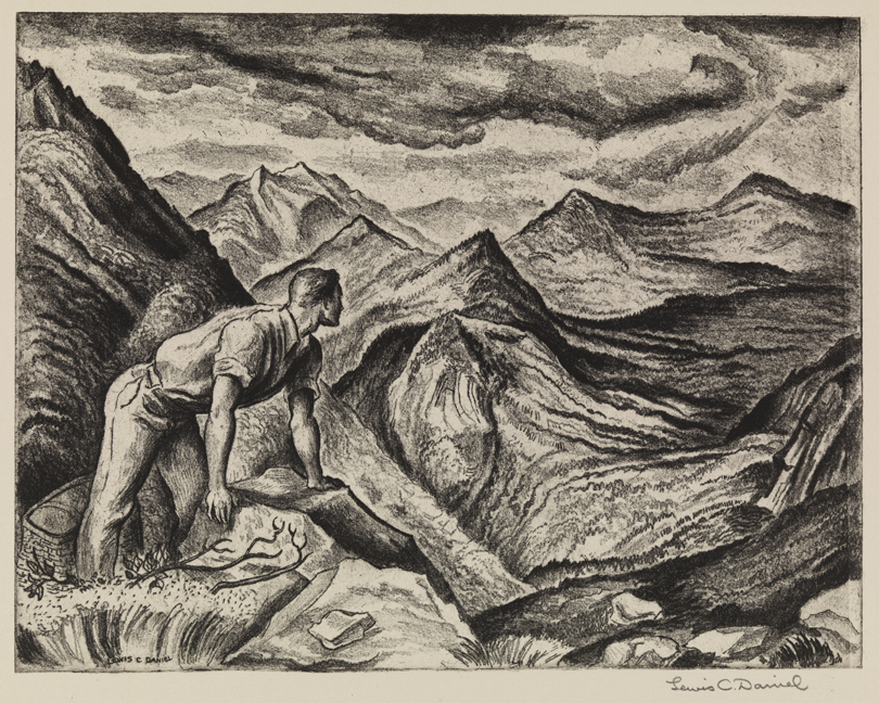 Song of the Open Road [Man looking out over mountain landscape: "In the open air" (stanza 6)]