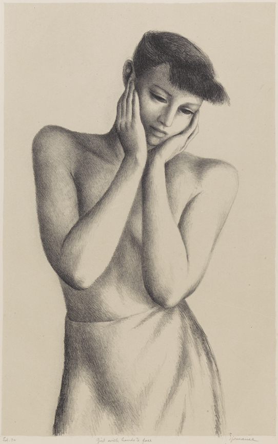 Girl with Hands to Face