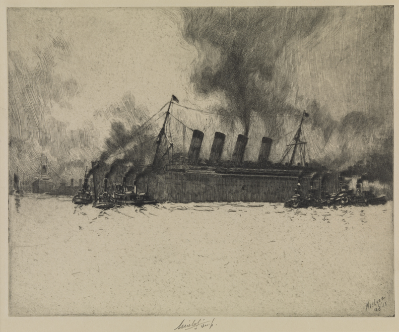 Lusitania Leaving N. Y. on her Maiden Voyage