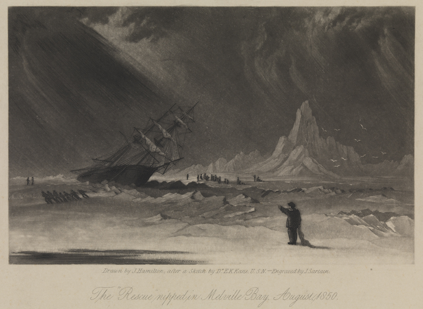 The "Rescue" nipped in Melville Bay, August, 1850.