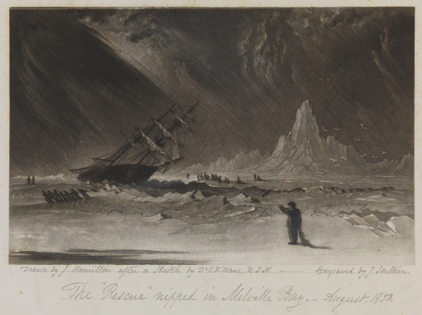 The "Rescue" nipped in Melville Bay, August, 1850.