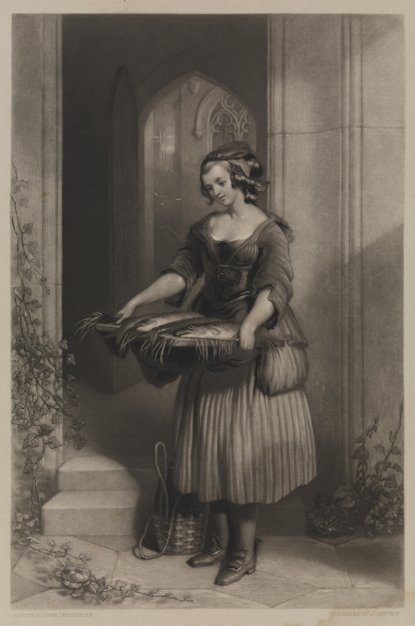 [Girl with tray of fish]