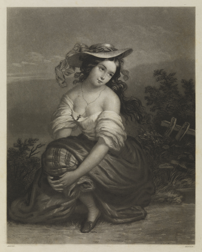 [Girl seated by roadside]