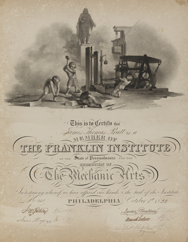 The Franklin Institute [membership certificate]