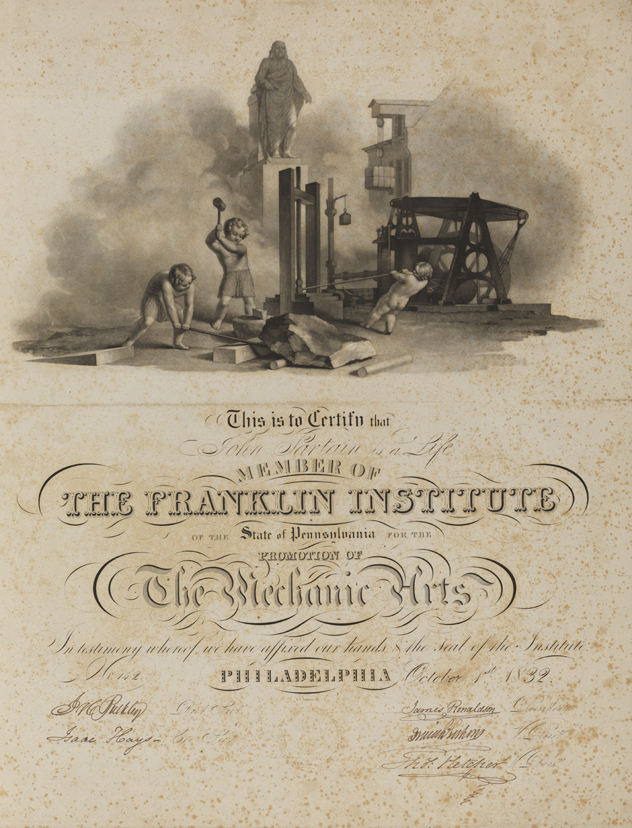 The Franklin Insitute [membership certificate]