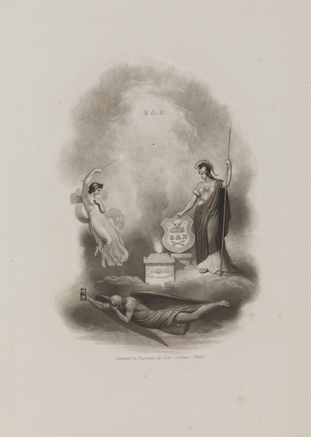 Theta Delta Chi [Greek allegorical figures at altar]