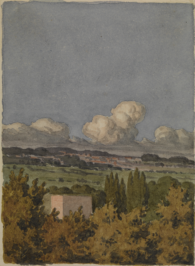 [Brook Green: landscape with foreground trees]