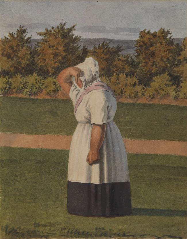 [Brook Green: woman standing in a landscape]