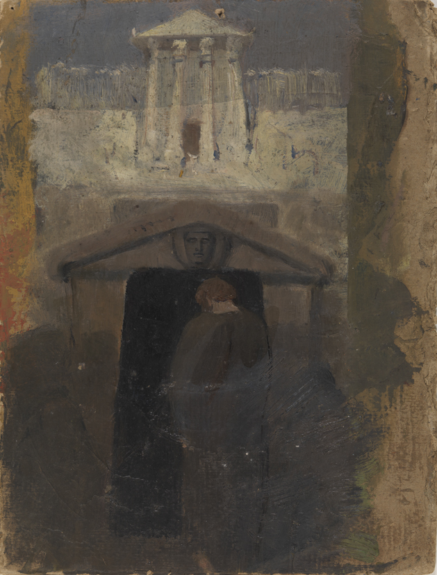 Man before Classical Temple