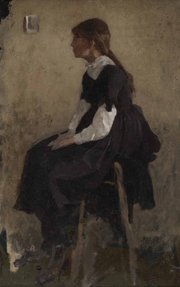 Seated Girl in a Long Black Dress; verso: Figure in Biblical Dress