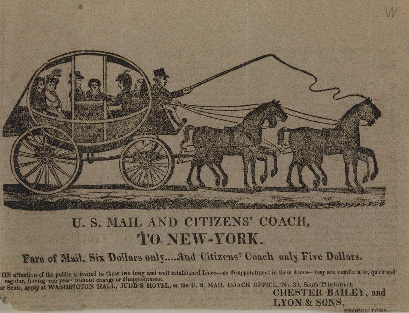 U. S. Mail and Citizen's Coach to New York