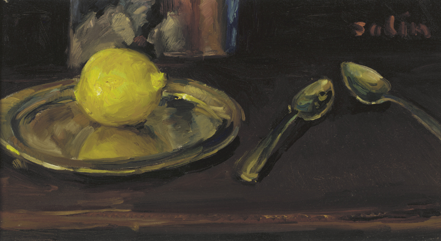 Still Life:  Lemon on Silver Plate 