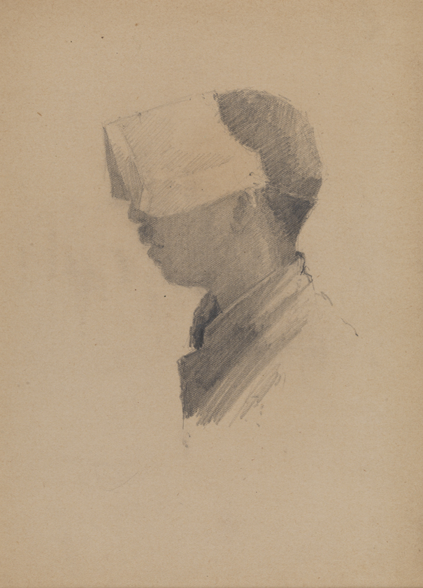 [Figure study: man's head]