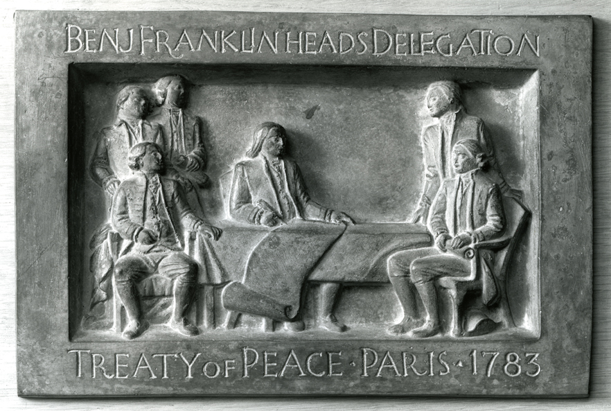 Model for "Benjamin Franklin Heads " "Delegation, Treaty of Peace, Paris"
