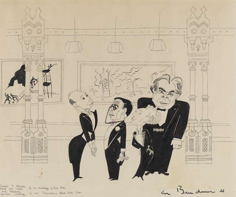 Joseph T. Fraser, Alfred G. B. Steel of the Pennsylvania Academy of the Fine Arts, Kirk Merrick, Thorton Oakley of the Philadelphia Watercolor Club