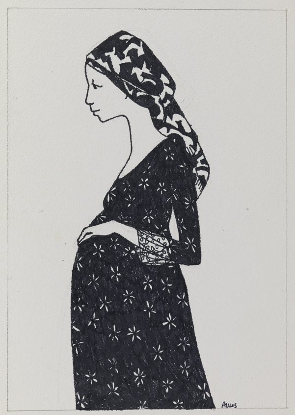 [Figure study: left profile of a woman]