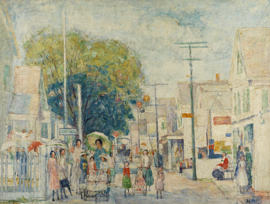 Mrs. Smith in Her Rocking Chair Watches the People Pass By     