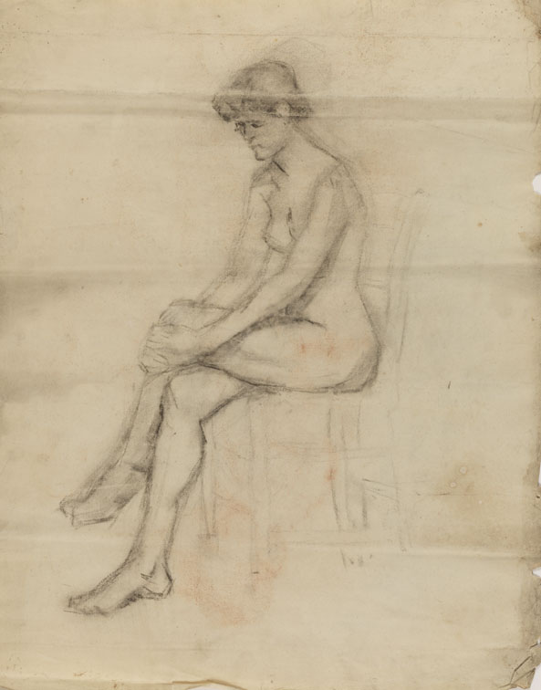 [Figure study: female, seated]
