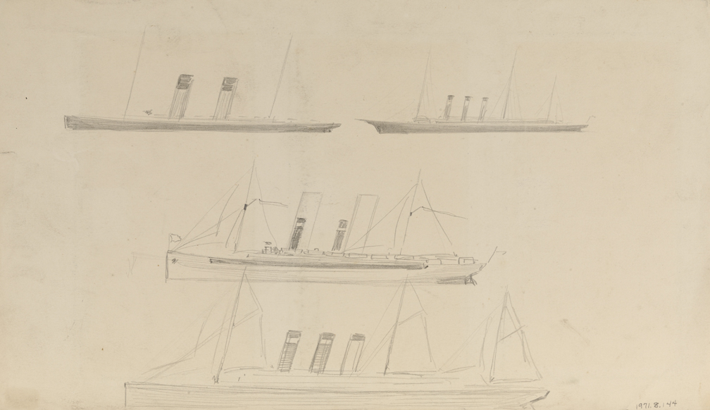 [Ship sketches] recto; [Ship sketch] verso