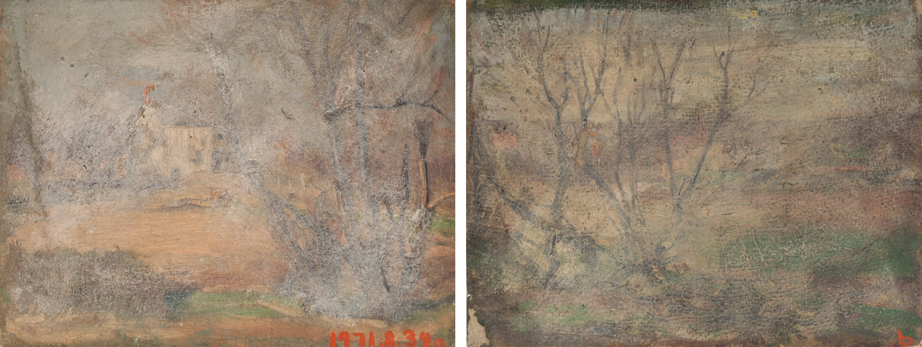 Landscape with White Building; on back, Landscape