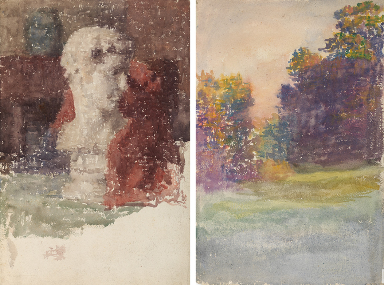 [Cast drawing: classical Bust  (recto): Lanscape (verso)]