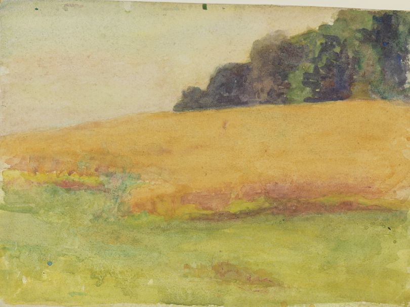 [Landscape with orange field] recto; [Landscape with pond] verso