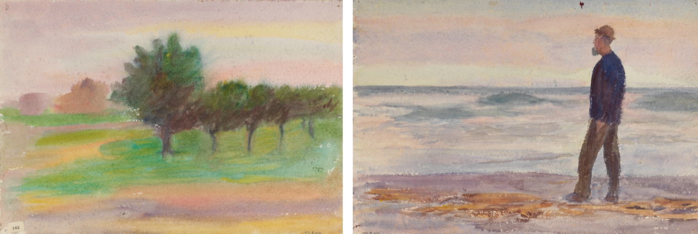 [Landscape with trees] recto; [Man beside the sea] verso