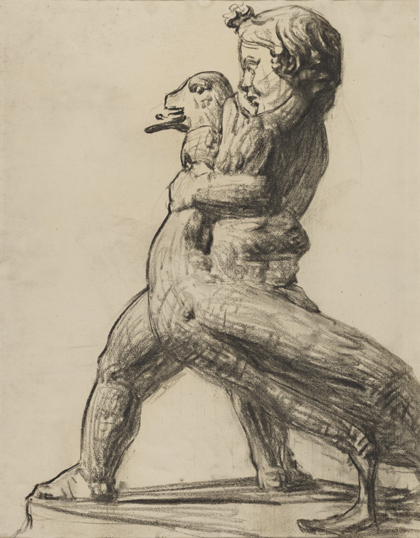 [Cast drawing: boy with goose]