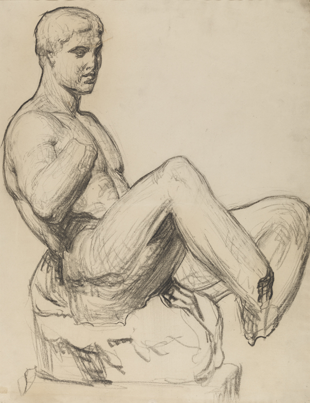 [Cast drawing: Theseus, from side]