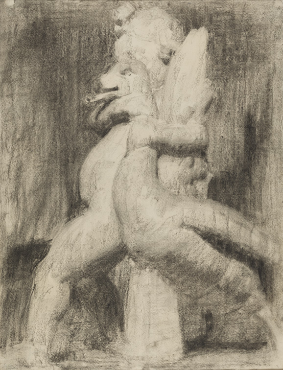 [Cast drawing: boy with goose from left]