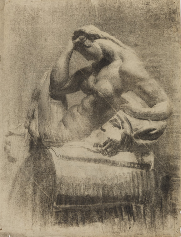 [Cast drawing: Michelangelo's "Night"]