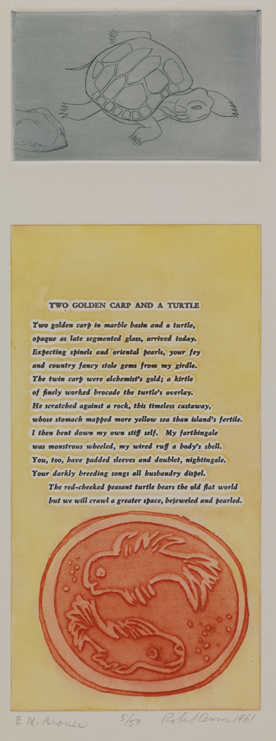 Two Golden Carp and a Turtle