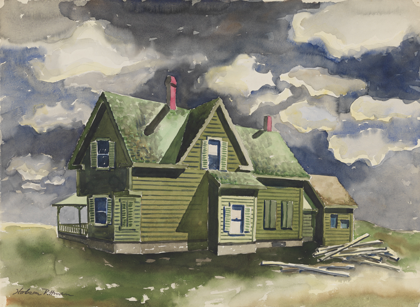 [Landscape with green house]