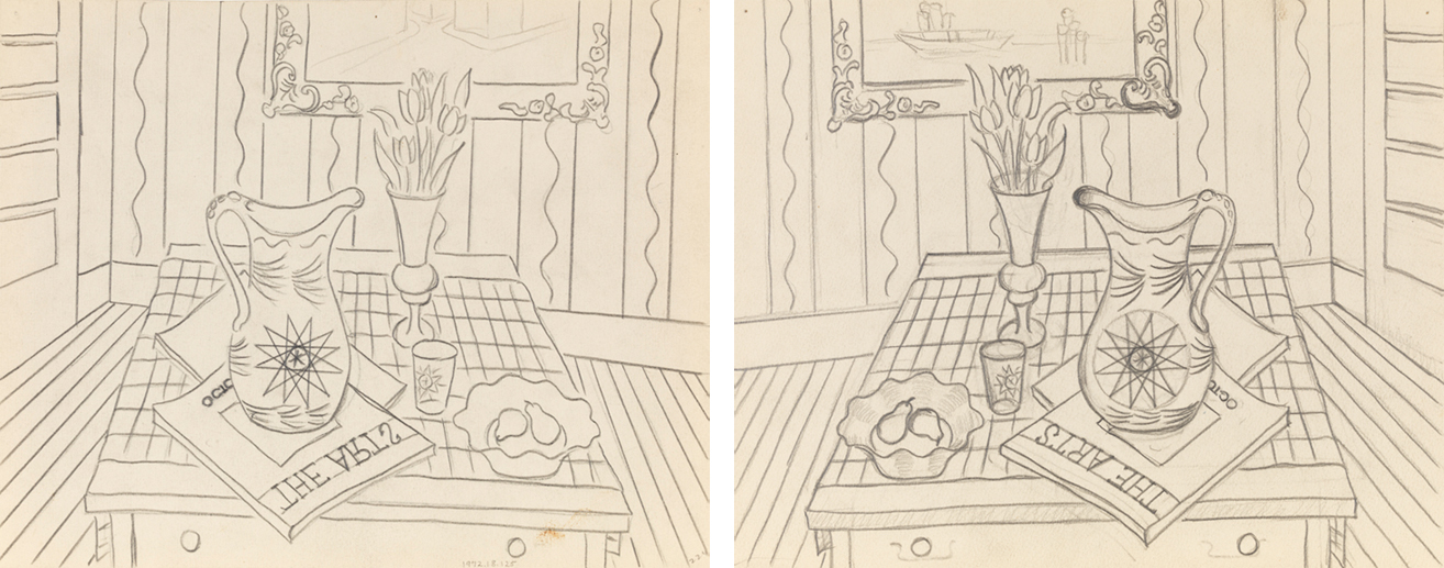 [Still life with "The Arts" Journal] recto and verso