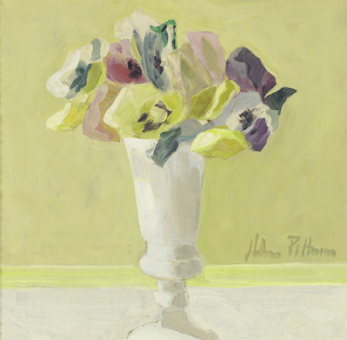 Pansies in a White Vase 