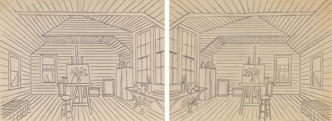 [Studio interior] recto and verso