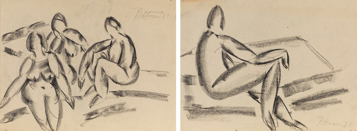 [Figure study: three females] recto; [Figure study] verso