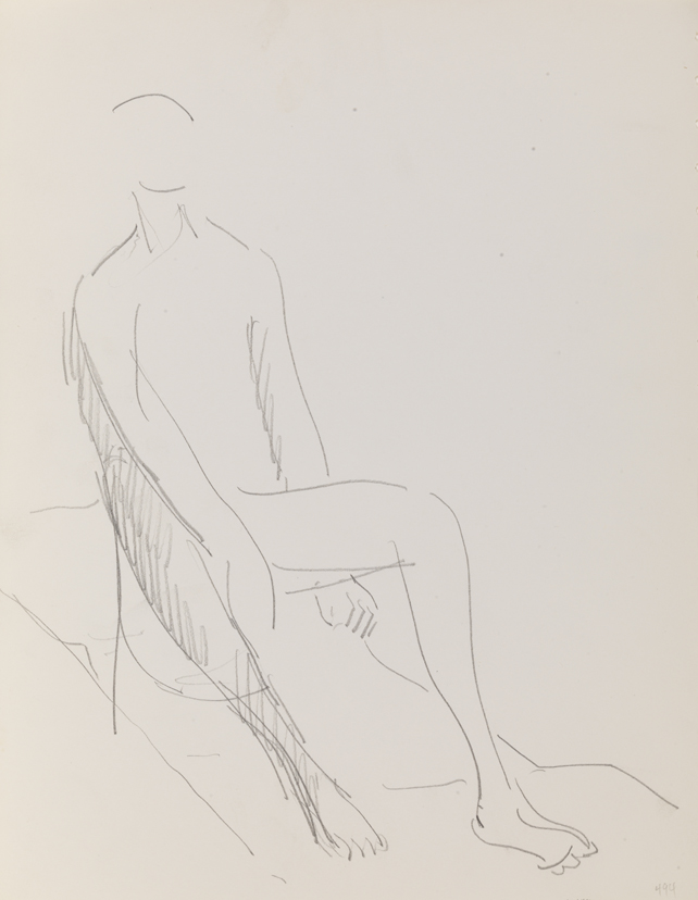 [Figure study: seated figure]