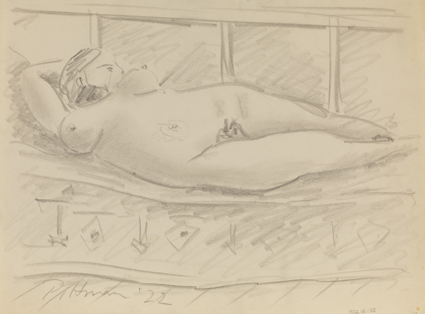 [Figure study: reclining female nude]